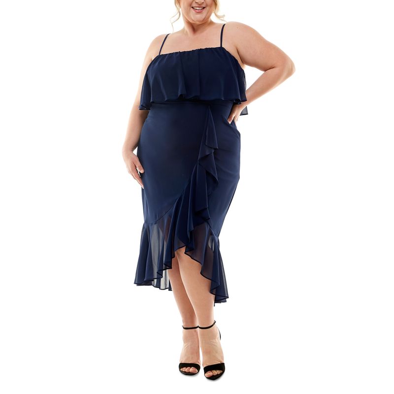 City Studios Trendy Plus Size Ruffled Midi Dress